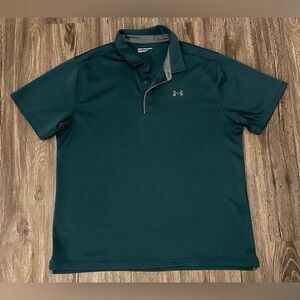 Men’s Under Armour Tech Blue Teal/ Grey Logo Performance  Polo Shirt- Size 3XLT